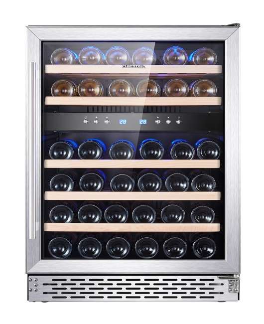 Built in Wine Cooler Fridge 46 Bottle Under Counter Wine Fridge Cabinet Dual Zone Freestanding Wine Cooler Cabinet 