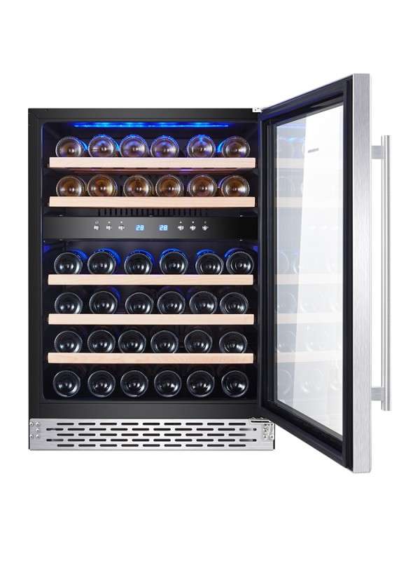 Built in Wine Cooler Fridge 46 Bottle Under Counter Wine Fridge Cabinet Dual Zone Freestanding Wine Cooler Cabinet 