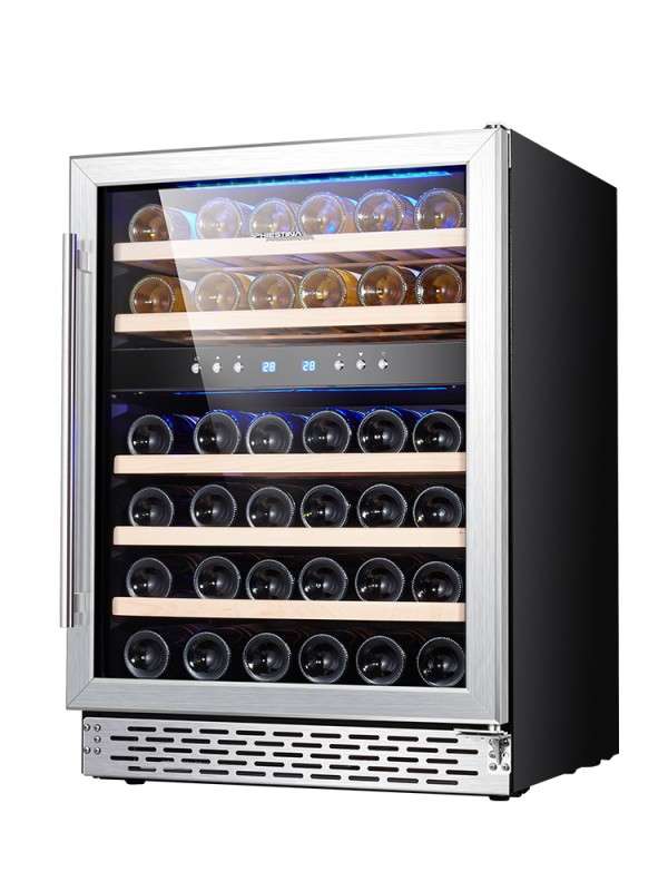 Built in Wine Cooler Fridge 46 Bottle Under Counter Wine Fridge Cabinet Dual Zone Freestanding Wine Cooler Cabinet 