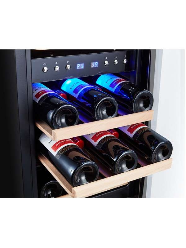 15 Inch Built In Wine Cooler 29 Bottle Under Counter Wine Cooler Refrigerator Dual Zone Wine Cooler Integrated Wine Cabinet 