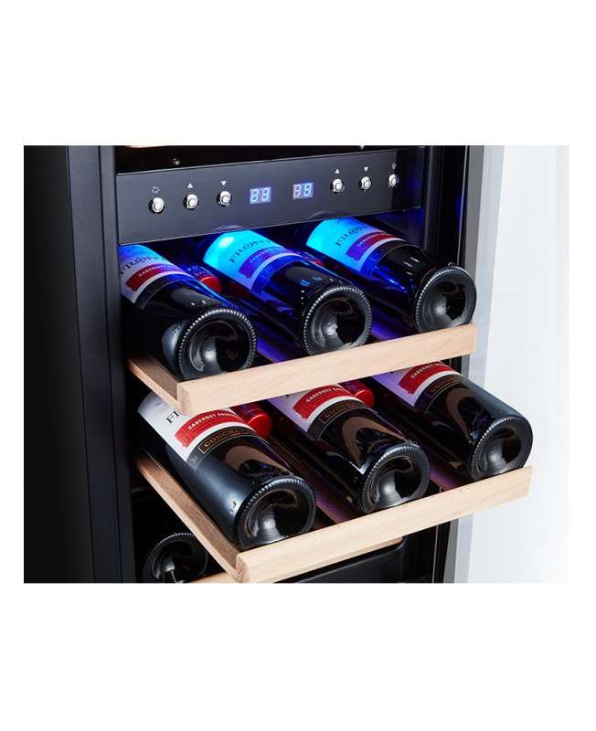 15 Inch Built In Wine Cooler 29 Bottle Under Counter Wine Cooler Refrigerator Dual Zone Wine Cooler Integrated Wine Cabinet 