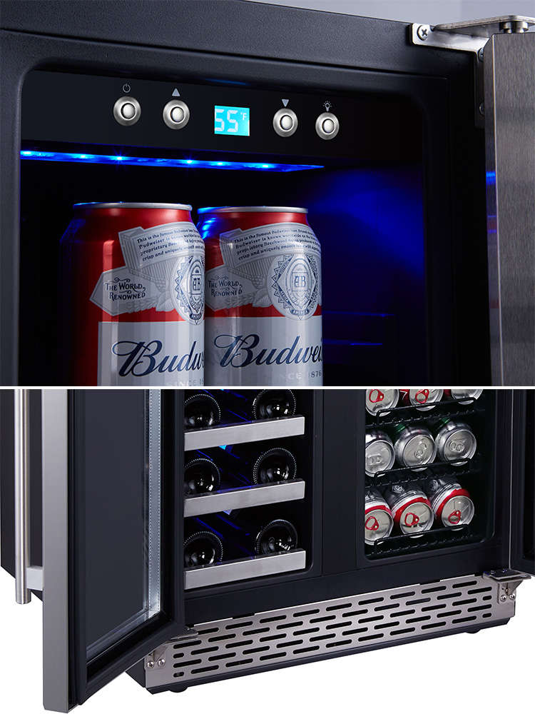 24 Inch Built In Dual Zone Wine and Beverage Cooler Under Counter 