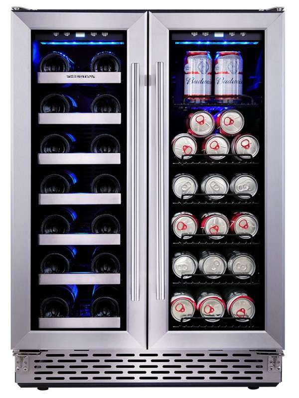 24 Inch Built In Dual Zone Wine and Beverage Cooler Fridge Under Counter Wine and Beer or Drink Fridge