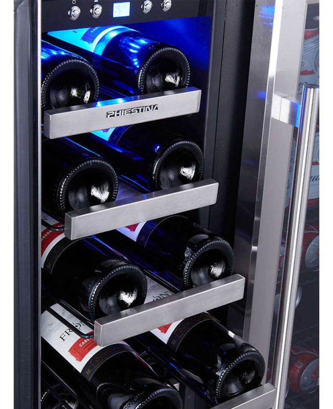 24 Inch Built In Dual Zone Wine and Beverage Cooler Fridge Under Counter Wine and Beer or Drink Fridge